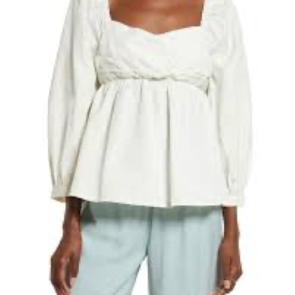 Open Edit Square Neck Poplin Blouse